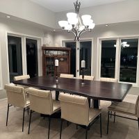 Modern Wavy X Natural Wood Dining Table - Live Edge Black Walnut Table Top - Ebony Finish - Black Steel Table Base
Hawthorne Leather Chair - Natural Beige Leather