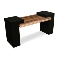 Urban Rustic Ebony & Golden Walnut Desk - Stainless Steel Accent