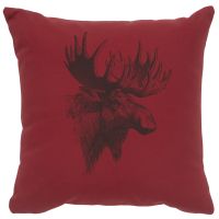 Moose Decor Pillow - Brick Cotton