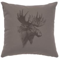 Moose Decor Pillow - Chrome Cotton