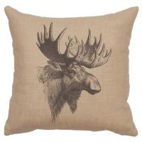 Moose Decor Pillow - Natural Linen