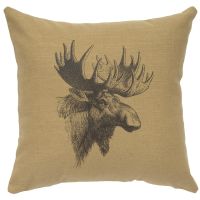 Moose Decor Pillow - Straw Linen