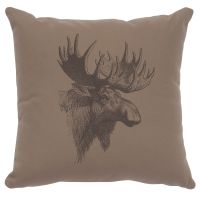 Moose Decor Pillow - Taupe Cotton