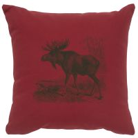 Moose Scene Decor Pillow - Brick Cotton