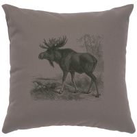 Moose Scene Decor Pillow - Chrome Cotton