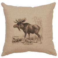 Moose Scene Decor Pillow - Natural Linen