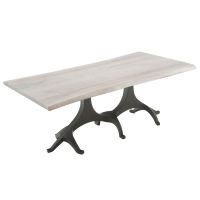 CUSTOM FINISH - Mountain Modern Tree of Life Dining Table - Live Edge Black Walnut Tabletop - CUSTOM Bleached Tabletop Finish - Black Steel Table Base