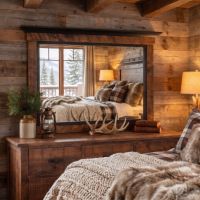 Rustic Wood Mirror Frame: Some lifestyle images are created with AI for visualization purposes. Crafted from natural solid wood, each piece is unique and will vary.