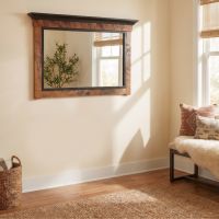 Rustic Wood Mirror Frame: Some lifestyle images are created with AI for visualization purposes. Crafted from natural solid wood, each piece is unique and will vary.