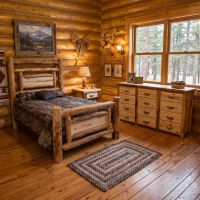Aspen Log Bed: Some lifestyle images are created with AI for visualization purposes. Crafted from natural solid wood, each piece is unique and will vary.