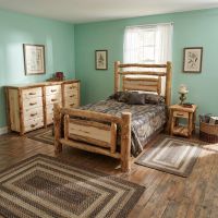 Aspen Log Bed: Some lifestyle images are created with AI for visualization purposes. Crafted from natural solid wood, each piece is unique and will vary.
