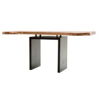 Natural Live Edge Chrome Riser Sofa Table