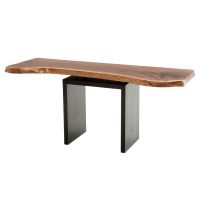 Natural Live Edge Chrome Riser Sofa Table
