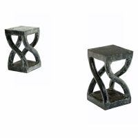 Natural Wood End Tables - Hollow Helix- Stained