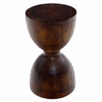 Natural Wood Pedestal End Tables - Hourglass