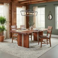 Organic Rustic Modern Dining Table: Some lifestyle images are created with AI for visualization purposes. Crafted from natural solid wood, each piece is unique and will vary.