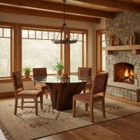 Natural Round Dining Table: Some lifestyle images are created with AI for visualization purposes. Crafted from natural solid wood, each piece is unique and will vary.