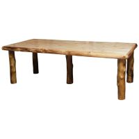 Neartooth Aspen Four Post Log Dining Table - 96" - Natural Panel & Natural Log - Standard Table Top Finish