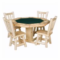 Northwoods Rustic Pine Log Reversible Top Poker Table