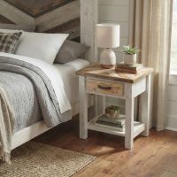Coastal Nightstand: Some lifestyle images are created with AI for visualization purposes. Crafted from natural solid wood, each piece is unique and will vary.
