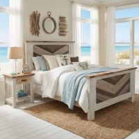 Coastal Nightstand: Some lifestyle images are created with AI for visualization purposes. Crafted from natural solid wood, each piece is unique and will vary.
