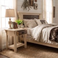 Rustic Cottage Nightstand: Some lifestyle images are created with AI for visualization purposes. Crafted from natural solid wood, each piece is unique and will vary.
