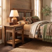 Weathered Barnwood Nightstand: Some lifestyle images are created with AI for visualization purposes. Crafted from natural solid wood, each piece is unique and will vary.