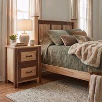 Contemporary Nightstand: Some lifestyle images are created with AI for visualization purposes. Crafted from natural solid wood, each piece is unique and will vary.