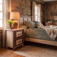 Contemporary Nightstand: Some lifestyle images are created with AI for visualization purposes. Crafted from natural solid wood, each piece is unique and will vary.