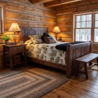 Rustic Barnwood Nightstand: Some lifestyle images are created with AI for visualization purposes. Crafted from natural solid wood, each piece is unique and will vary.