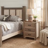3 Drawer Nightstand: Some lifestyle images are created with AI for visualization purposes. Crafted from natural solid wood, each piece is unique and will vary.