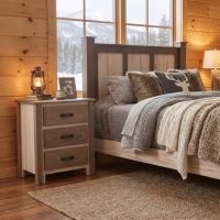 3 Drawer Nightstand: Some lifestyle images are created with AI for visualization purposes. Crafted from natural solid wood, each piece is unique and will vary.