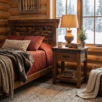 1 Drawer Nightstand: Some lifestyle images are created with AI for visualization purposes. Crafted from natural solid wood, each piece is unique and will vary.