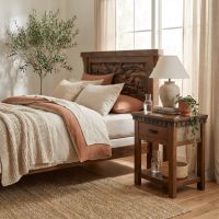 1 Drawer Nightstand: Some lifestyle images are created with AI for visualization purposes. Crafted from natural solid wood, each piece is unique and will vary.