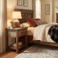 1 Drawer Nightstand: Some lifestyle images are created with AI for visualization purposes. Crafted from natural solid wood, each piece is unique and will vary.