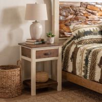 Rustic 1 Drawer Nightstand: Some lifestyle images are created with AI for visualization purposes. Crafted from natural solid wood, each piece is unique and will vary.