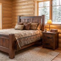Rustic Nightstand: Some lifestyle images are created with AI for visualization purposes. Crafted from natural solid wood, each piece is unique and will vary.