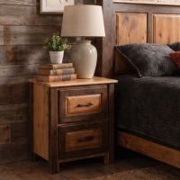 2 Drawer Nightstand: Some lifestyle images are created with AI for visualization purposes. Crafted from natural solid wood, each piece is unique and will vary.