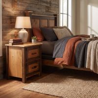 2 Drawer Nightstand: Some lifestyle images are created with AI for visualization purposes. Crafted from natural solid wood, each piece is unique and will vary.