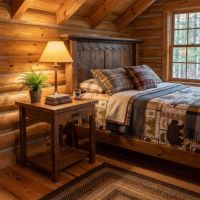 Barnwood Nightstand: Some lifestyle images are created with AI for visualization purposes. Crafted from natural solid wood, each piece is unique and will vary.