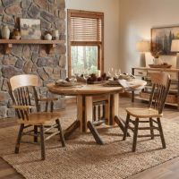 Oval Hickory Dining Table: Some lifestyle images are created with AI for visualization purposes. Crafted from natural solid wood, each piece is unique and will vary.