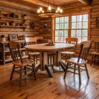 Oval Hickory Dining Table: Some lifestyle images are created with AI for visualization purposes. Crafted from natural solid wood, each piece is unique and will vary.