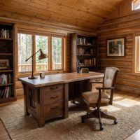 Live Edge Walnut Desk: Some lifestyle images are created with AI for visualization purposes. Crafted from natural solid wood, each piece is unique and will vary.
