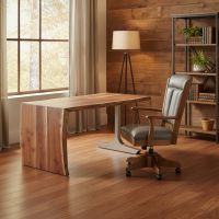 Solid Wood Desk: Some lifestyle images are created with AI for visualization purposes. Crafted from natural solid wood, each piece is unique and will vary.