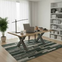 Contemporary Desk: Some lifestyle images are created with AI for visualization purposes. Crafted from natural solid wood, each piece is unique and will vary.