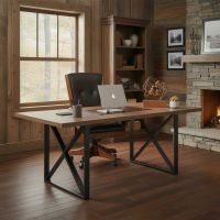 Natural Wood Desk: Some lifestyle images are created with AI for visualization purposes. Crafted from natural solid wood, each piece is unique and will vary.