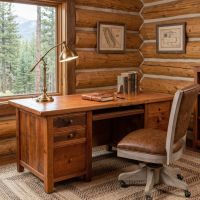 Barnwood Desk: Some lifestyle images are created with AI for visualization purposes. Crafted from natural solid wood, each piece is unique and will vary.