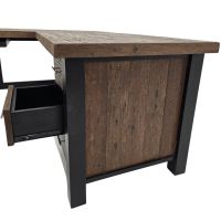 Ironwood L-Shaped Desk Side & Drawer Detail