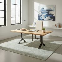 Modern Rustic Desk: Some lifestyle images are created with AI for visualization purposes. Crafted from natural solid wood, each piece is unique and will vary.