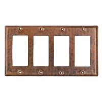 Oil Rubbed Bronze Hammered Copper Quadruple GFI Wall Plate Cover